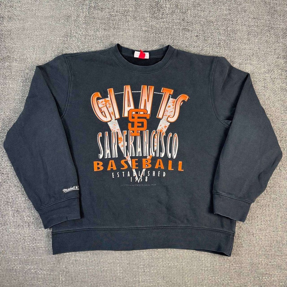 Mitchell & Ness SF Giants Sweatshirt Mens L Black Vintage Graphic Crewneck